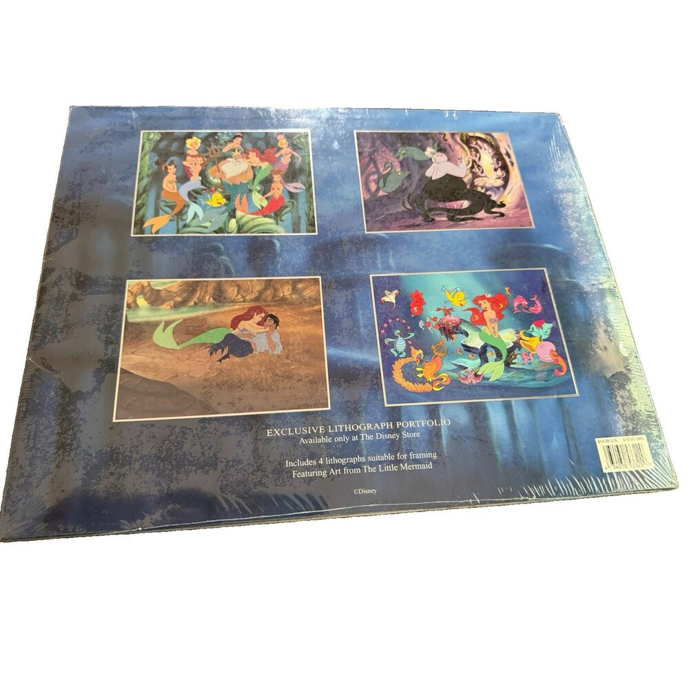 Vintage The Little Mermaid Lithograph Portfolio 4 Prints Disney Store Sealed 90s - Picture 2 of 3